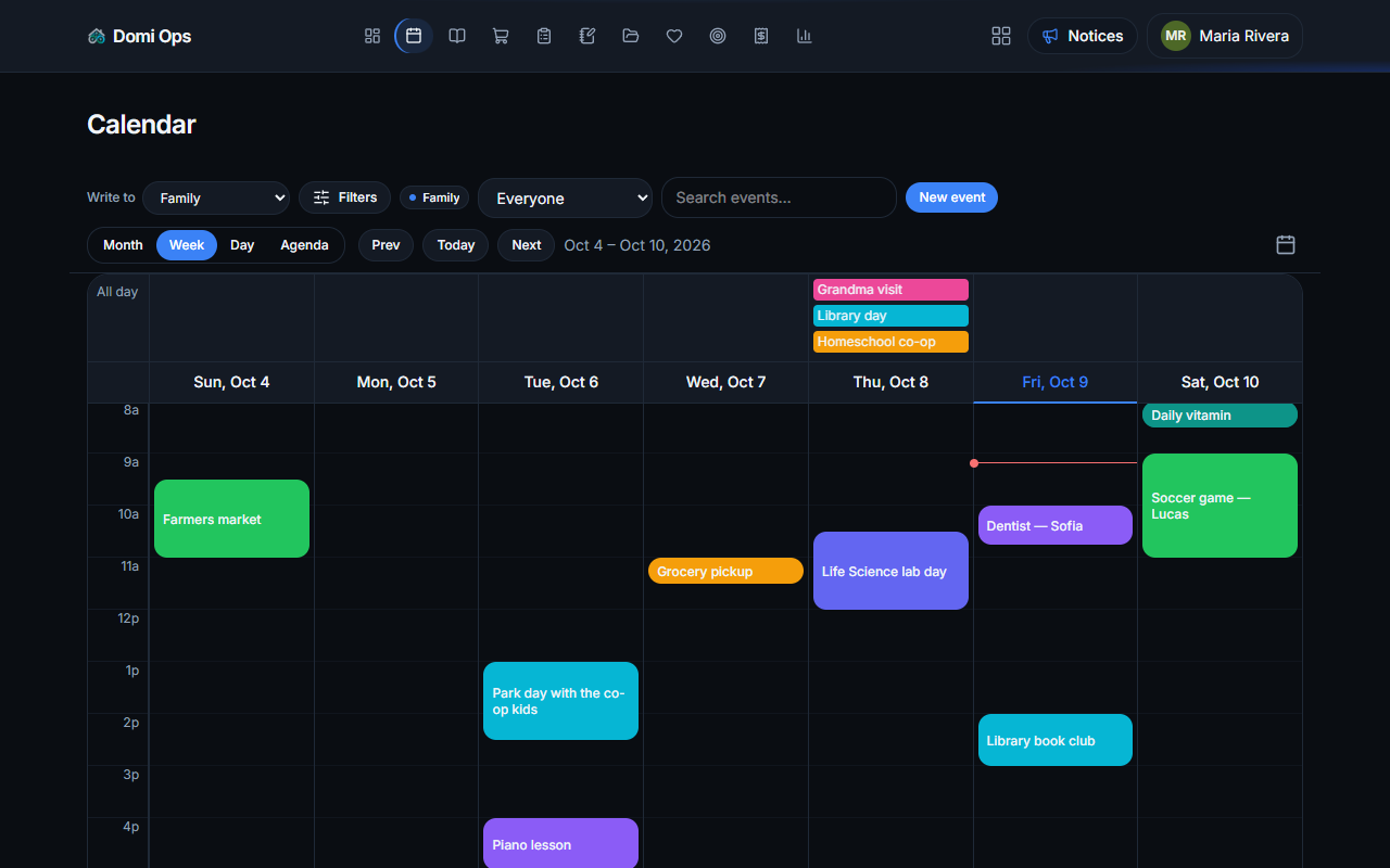 Domi Ops Calendar + Google sync